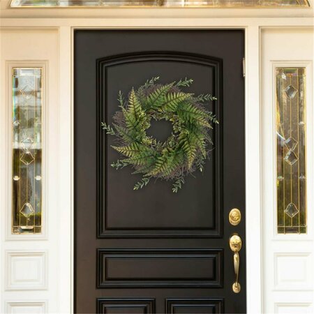 STANDALONE 21 in. Artificial Fern Wreath with Grapevine Base Wall Decor ST3843143